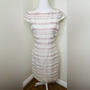 J. Crew Pink and White Striped Midi Dress